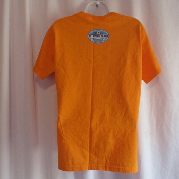 Vintage FT. MYERERS BEACH T Shirt Size Petite Orange U.S.A. - Picture 2 of 7